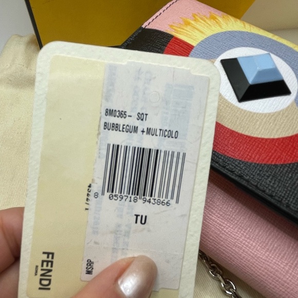 NEW!  Fendi Monster Wallet On Chain Pink - Picture 10 of 10